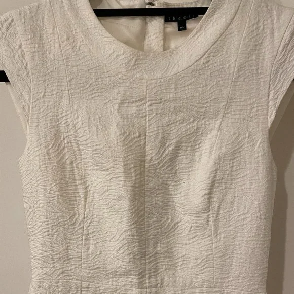Petite Theory White Jacquard Cap Sleeve Dress US 00P - Picture 4 of 5